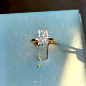 Solid 18k gold 3.03ct lab radiant diamond ring with hidden halo lab diamond
